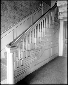 Salem, 188 Derby Street, interior detail, end treatment of stairway, Simon Forrester house
