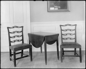 Objects, furniture, ladderback chairs, Marblehead, 169 Washington Street, in Jeremiah Lee house
