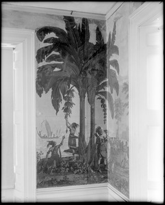 Peabody, 67 Main Street, interior detail, wallpaper, Samuel Ham house, 1800