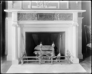 Salem, 380 Essex Street, interior detail, marble mantel, Francis Peabody house, J.H. Silsbee house
