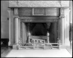 Salem, 380 Essex Street, interior detail, marble mantel, east room, Francis Peabody house, J.H. Silsbee house