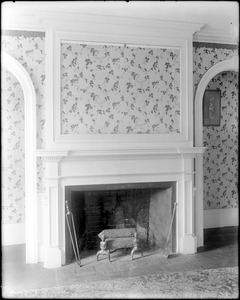 Salem, 4 Boston Street, interior detail, mantel and wallpaper, Samuel Pitman house