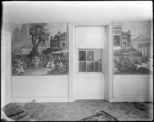 Salem, 94 Boston Street, interior detail, window and wallpaper, Jacob Putnam house, Hanson house