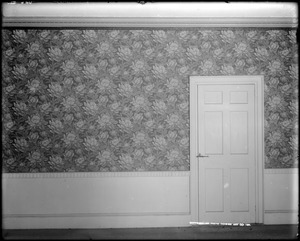 Danversport, 166 High Street, interior detail, left parlor wallpaper, Samuel Fowler house