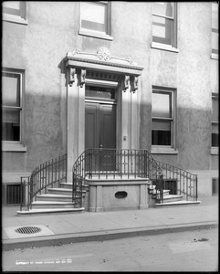 Philadelphia, Pennsylvania, 715 Spruce Street, exterior detail, door and iron rail, unknown House