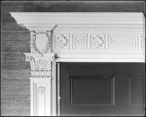 Boston, 40 Beacon Street, interior detail, door pediment, Daniel P. Parker house