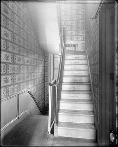 Boston, 40 Beacon Street, interior detail, stairway, rear hall, Daniel P. Parker house