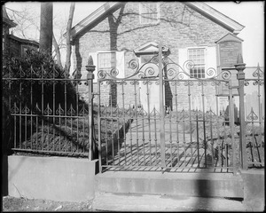 Philadelphia, Pennsylvania, 6119 Germantown Avenue, exterior detail, iron gate, Mennonite meeting house, 1708