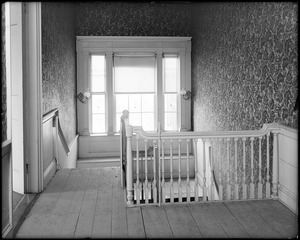 Jamaica Plain, 821 Centre Street, interior detail, stairway and window, Moses Williams house