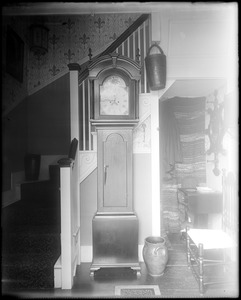 Kingston, Rhode Island, interior detail, stairway, hall and clock, Wilkins Updike, Updike-Hunt house