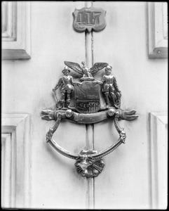 Baltimore, Maryland, 417 North Charles Street, exterior detail, door knocker, unknown house