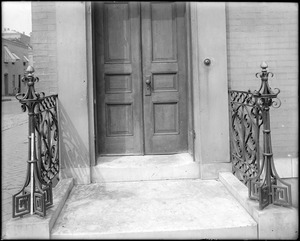 Baltimore, Maryland, 100 East Franklin Street, exterior detail, iron rail, unknown house