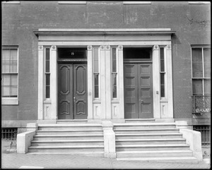 Baltimore, Maryland, 8 and 10 East Franklin Street, exterior detail, twin doors and steps, unknown house