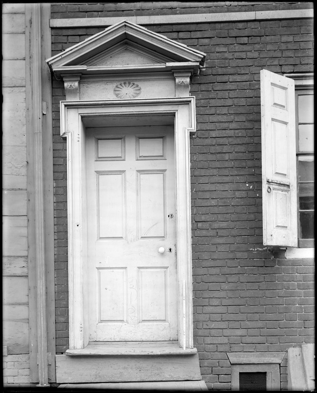 Philadelphia, Pennsylvania, 114 League Street, exterior detail, door, unknown house