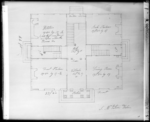 Salem, 96 Derby Street, maps and plans, plan with McIntire's signature on it for the Elias Hasket Derby House