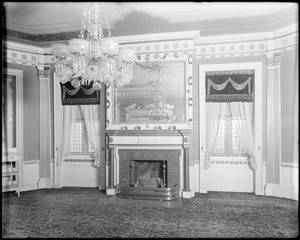 Portsmouth, New Hampshire, 401 State Street, interior detail, mantel, Rockingham Hotel colonial room