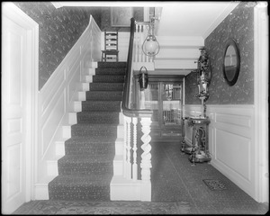 Salem, 93 Federal Street, interior detail, stairway and newel post, William R. Colby house