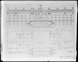 Washington, District of Columbia, U.S. Capital, maps and plans, elevation for front and second floor plan, submitted by Samuel McIntire, 1793