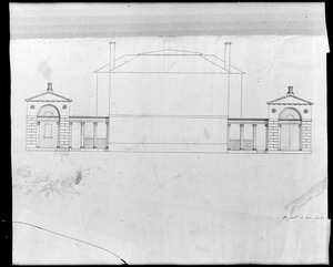 Salem, Derby Square, maps and plans, study for the Elias Hasket Derby mansion, elevation by Bulfinch, plan number 114