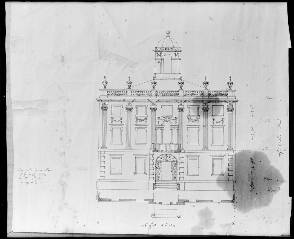 Salem, Derby Square, Elias Hasket Derby house, maps and plans, elevation by McIntire, plan number 111