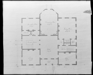 Salem, Derby Square, Elias Hasket Derby house, maps and plans, drawing room, plan number 142