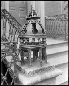 Philadelphia, Pennsylvania, 320 South 3rd Street, exterior detail, iron post and railing