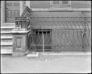 Philadelphia, Pennsylvania, 320 South 3rd Street, exterior detail, iron fence