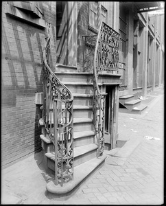 Philadelphia, Pennsylvania, 272 South American Street, exterior detail, iron rail
