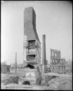 Salem, Kenney house, views, lower Mill Hill, chimney after fire June 25, 1914