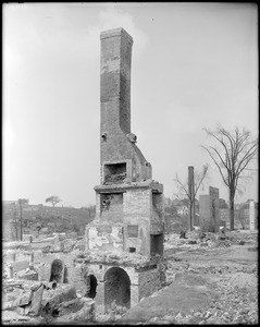 Salem, May Street, views, chimney after fire, June 25, 1914