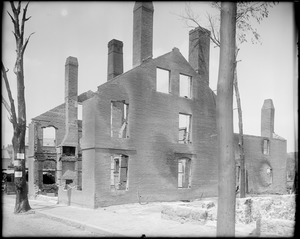 Salem, Boston Street, views, remains of brick house after fire, June 25, 1914