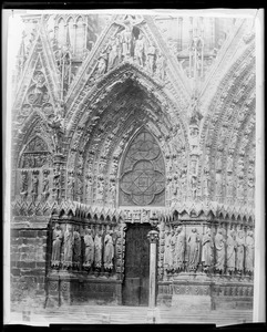 Reims, France, Reims Cathedral, exterior detail, door