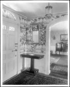 Salem, 2 Cedar Street, George A. Morrill house, interior, front entry and wallpaper