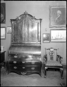 Objects, furniture, Chippendale secretary and chair