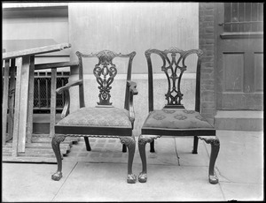 Objects, furniture, two Chippendale chairs