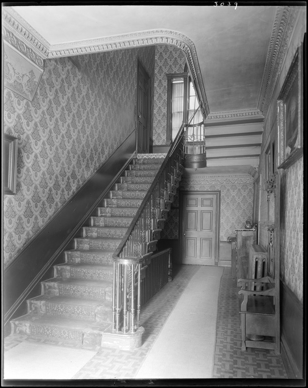 Boston, 2 Lynde Street, interior detail, stairway, Harrison Gray Otis house