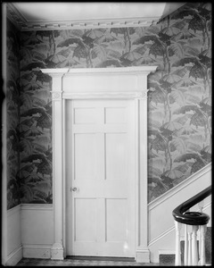 Salem, 180 Derby Street, interior detail, door and wallpaper, Benjamin W. Crowninshield house, 1810
