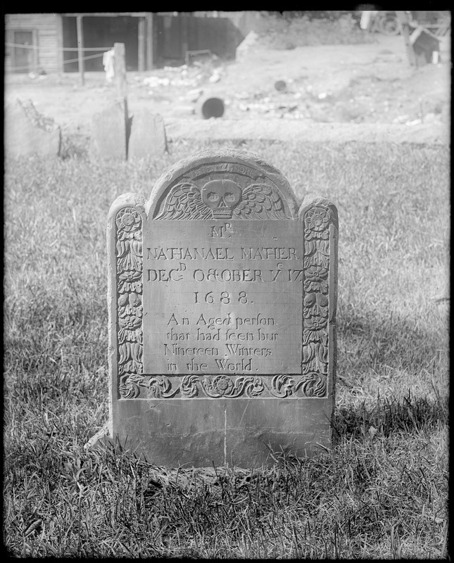 Salem, Charter Street, burying ground, gravestone, Nathaniel Mather