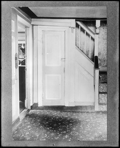 Salem, 54 Turner Street, interior detail, stairway, panel, John Turner house, "House of 7 Gables"