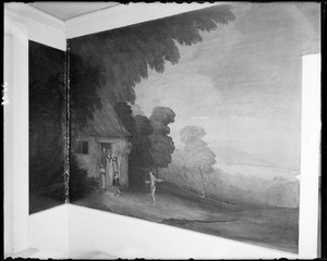 Salem, 393 Essex Street, interior detail, wallpaper, Timothy Lindall house, seventh scene, upper hall