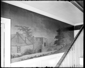 Salem, 393 Essex Street, interior detail, wallpaper, Timothy Lindall house, third scene, upper hall