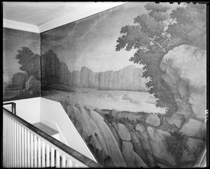 Salem, 393 Essex Street, interior detail, wallpaper, Timothy Lindall house, fourth scene, upper hall