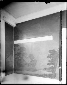 Salem, 393 Essex Street, interior detail, wallpaper, Timothy Lindall house, second scene, upper hall