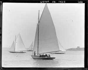 "Sally VII" and others like her, Marblehead Harbor, photographed from Grey Court landing