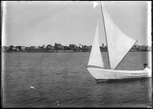 In sailing dory, possibly Charles S. Parker, Marblehead, MA