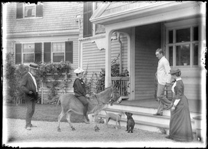 Charles W. Parker (in jacket and hat) with family at "Redgate," Marblehead, MA