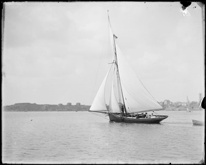 Sailing gaff-rigged boat, Marblehead Harbor, MA