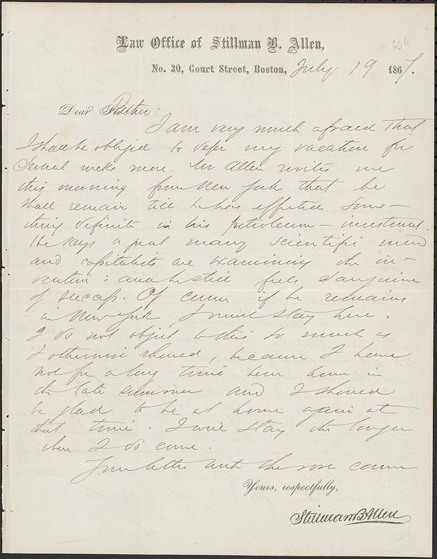 Letter from John D. Long to Zadoc Long, July 19, 1867 Digital