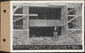 Contract No. 56, Administration Buildings, Main Dam, Belchertown, boathouse door from outside, Belchertown, Mass., Jul.11, 1938