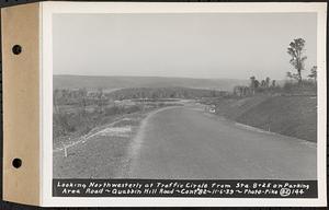 Contract No. 82, Constructing Quabbin Hill Road, Ware, looking northwesterly at traffic circle from Sta. 8+25 on parking area road, Ware, Mass., Nov. 6, 1939